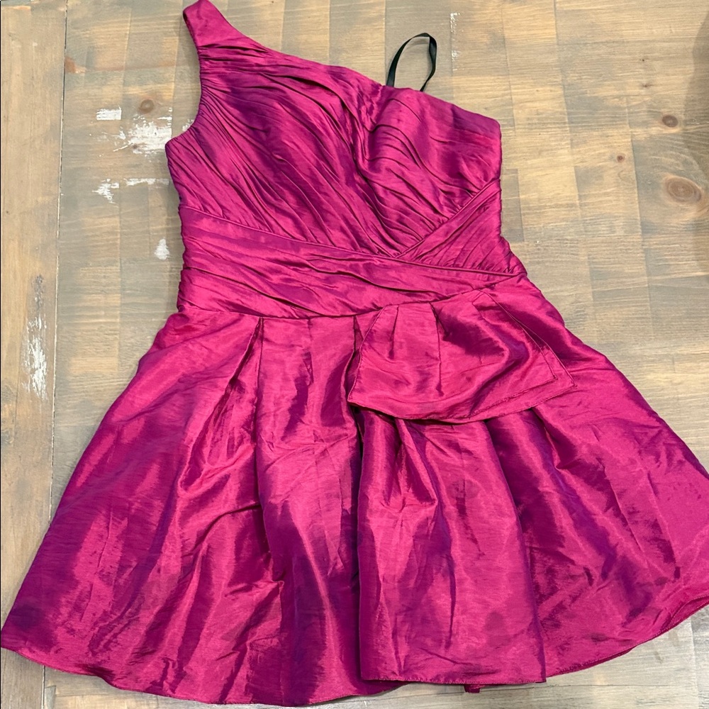 Jovani One-Shoulder Magenta Dress